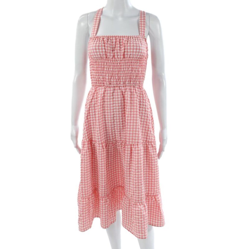 BCBGeneration Womens Sundress Pink Gingham Square Neck Size XS